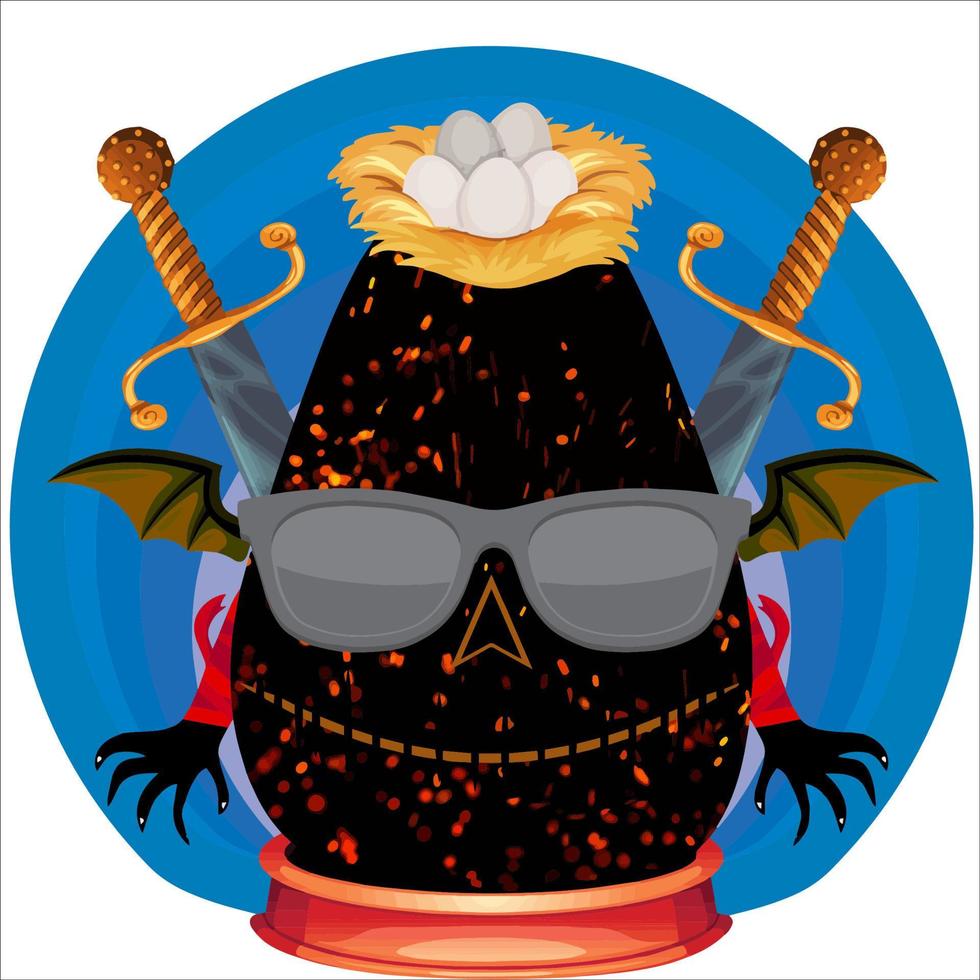 fiesta espeluznante cabeza de calabaza de halloween. cara de calabaza con arma en la espalda. adecuado para el logotipo del deporte electrónico, la camiseta y otras cosas impresas. vector