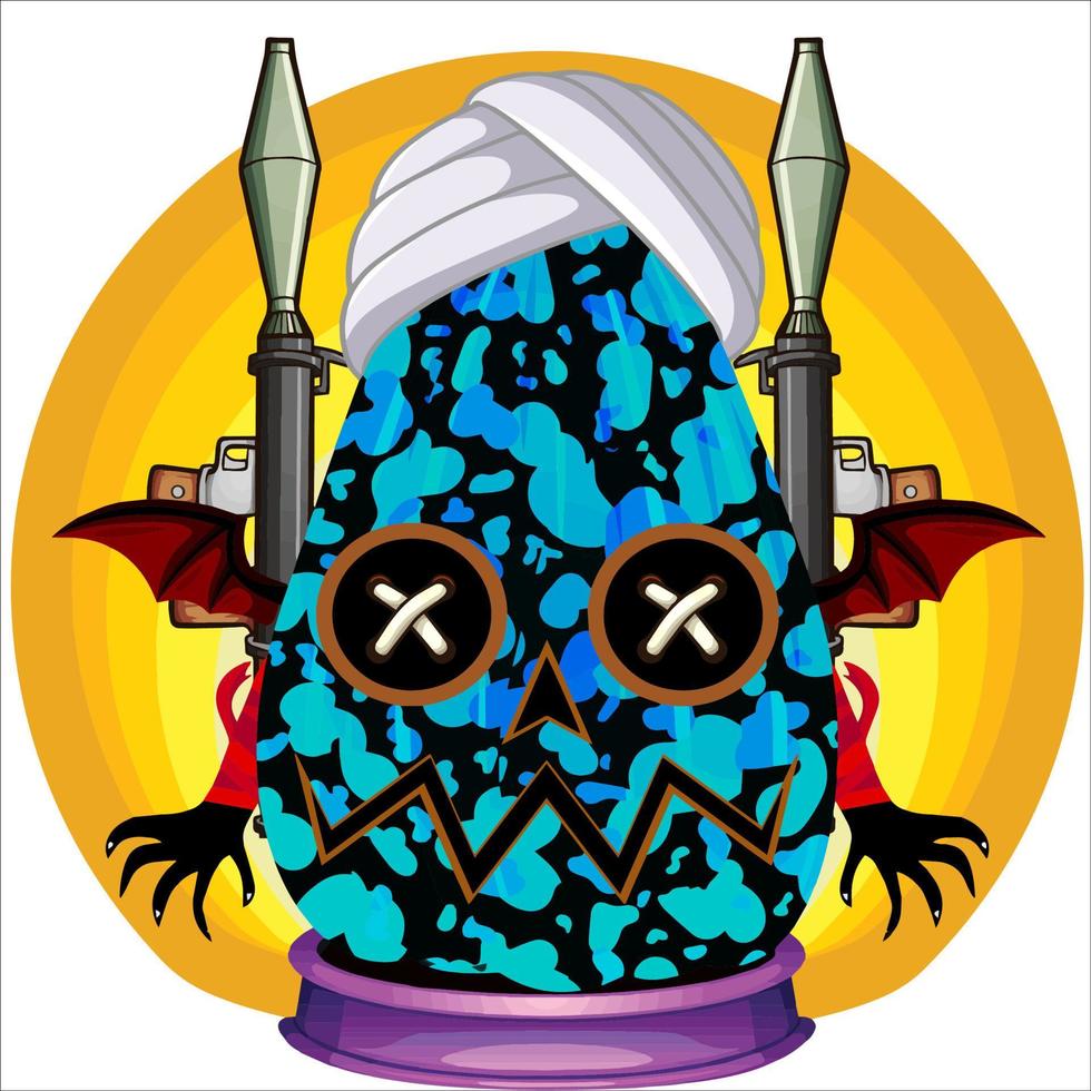 Creepy Party Halloween Pumpkin Head. Pumpkin Face with Weapon in the Behind. Suitable for E Sport Logo, T-Shirt and Others Print Stuff. vector