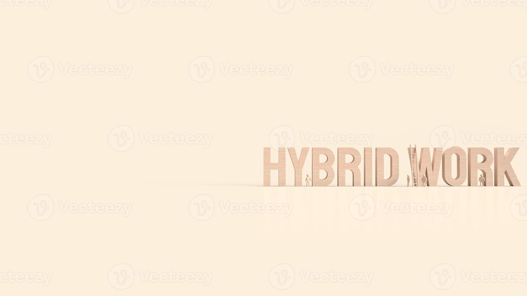 The wood text hybrid working for business concept 3d rendering photo