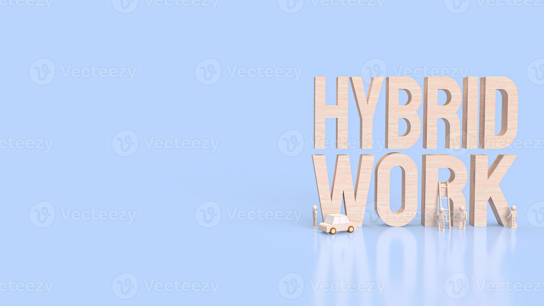 The wood text hybrid working for business concept 3d rendering photo