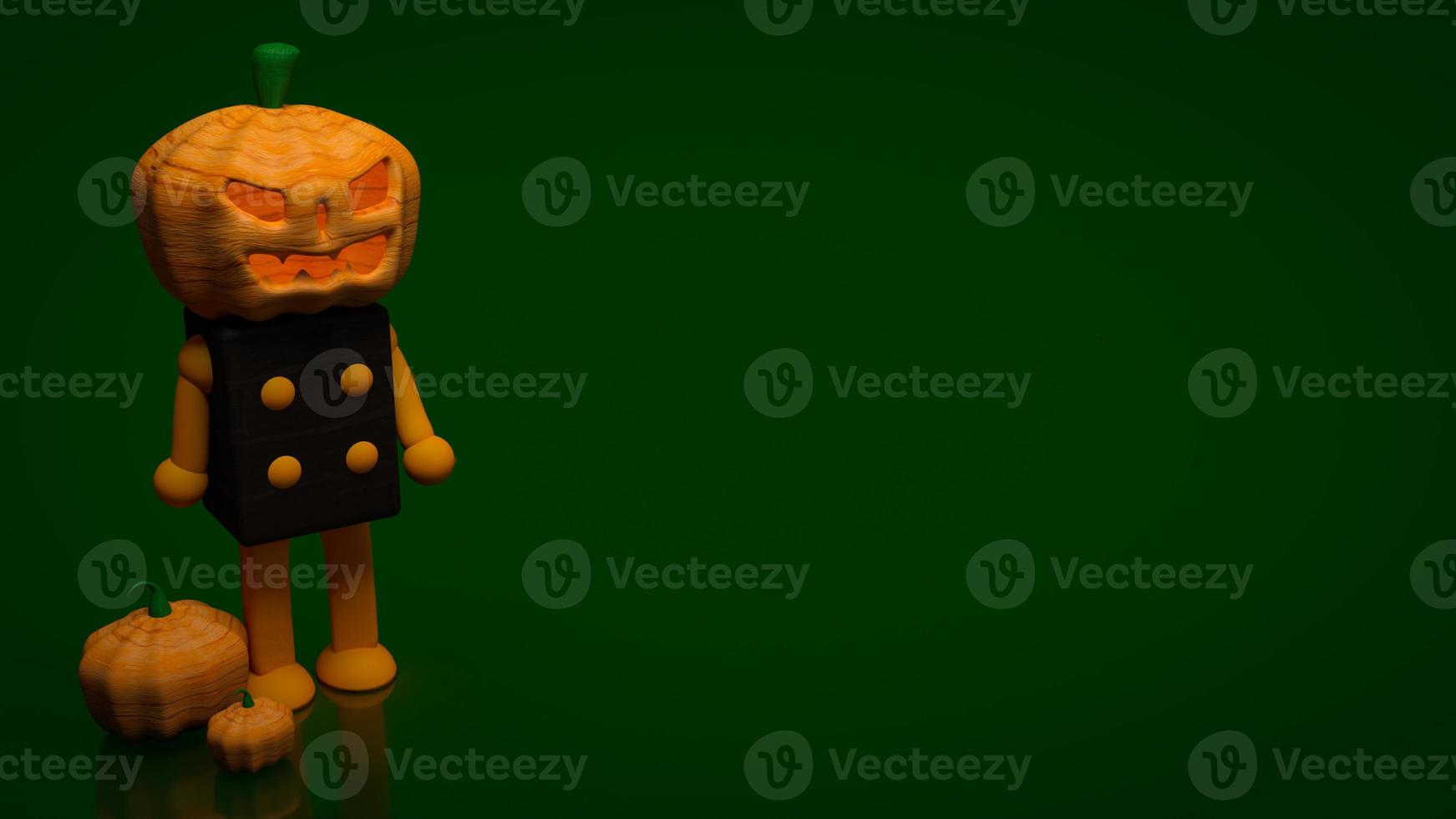 The pumpkin halloween on green background  3d rendering photo