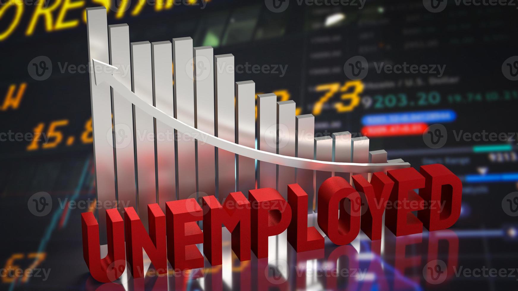 The unemployed and chart on business background 3d rendering photo