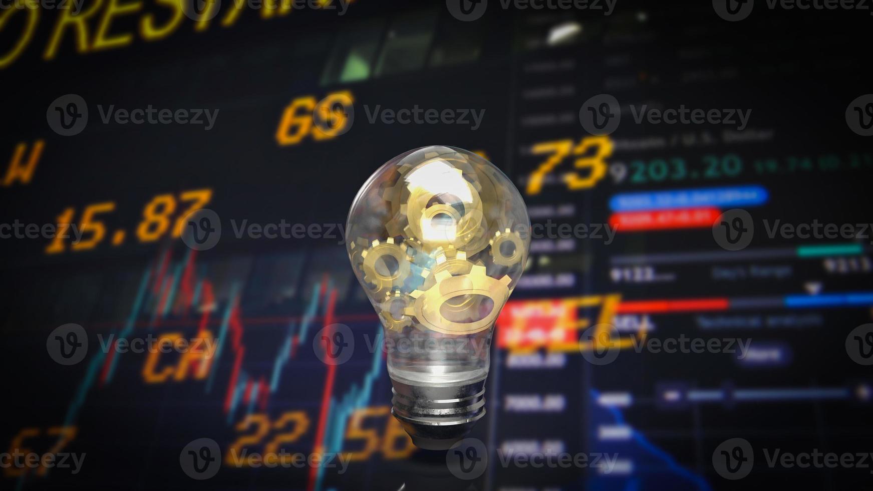 The gold gear in lightbulb for business or creative concept 3d rendering photo