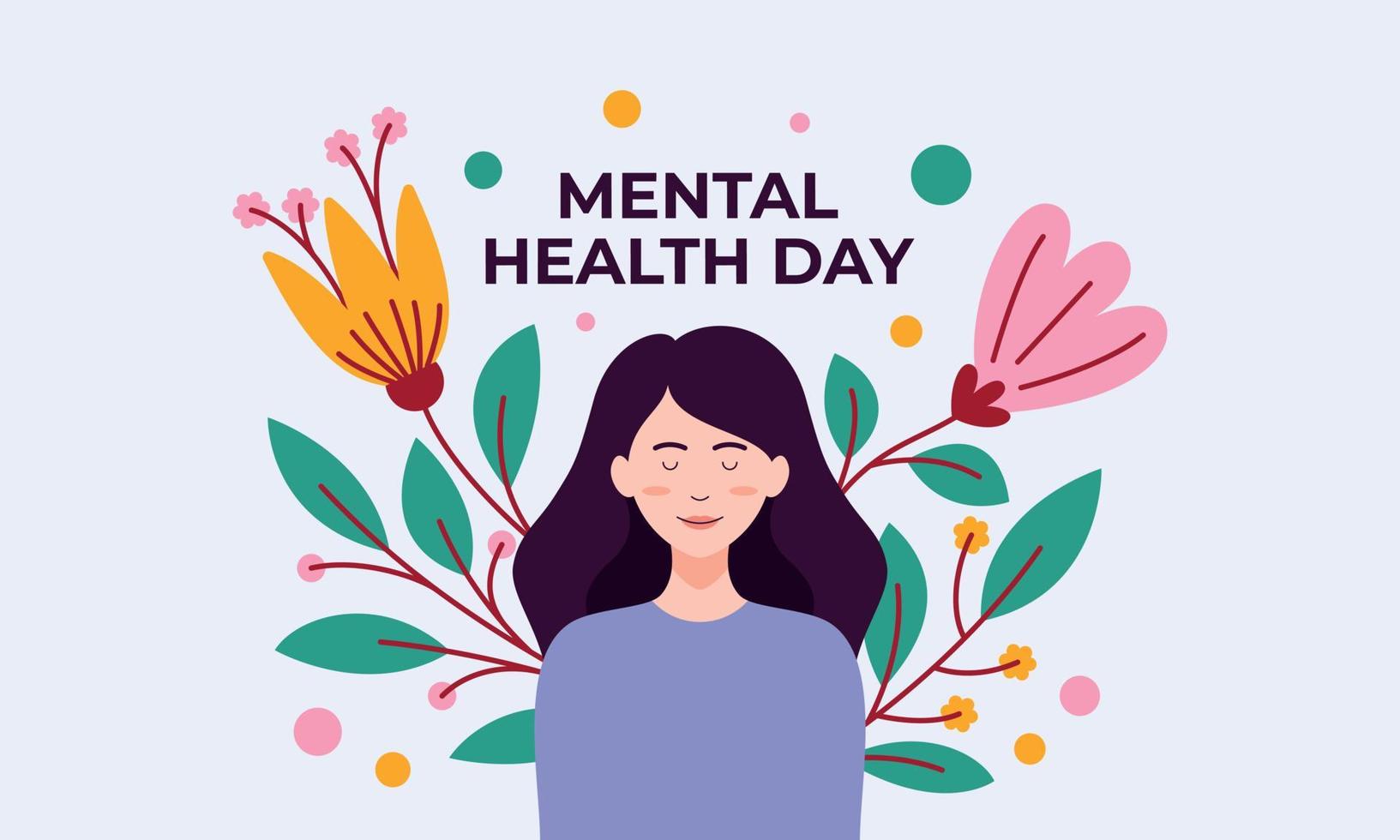 Flat design world mental health day background vector