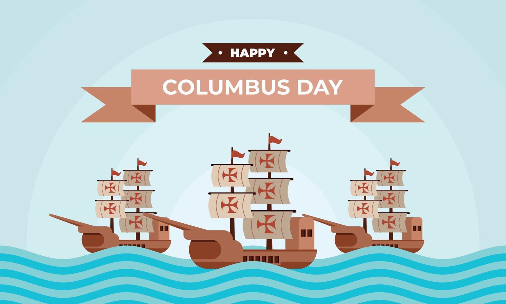 Hand drawn flat columbus day background vector