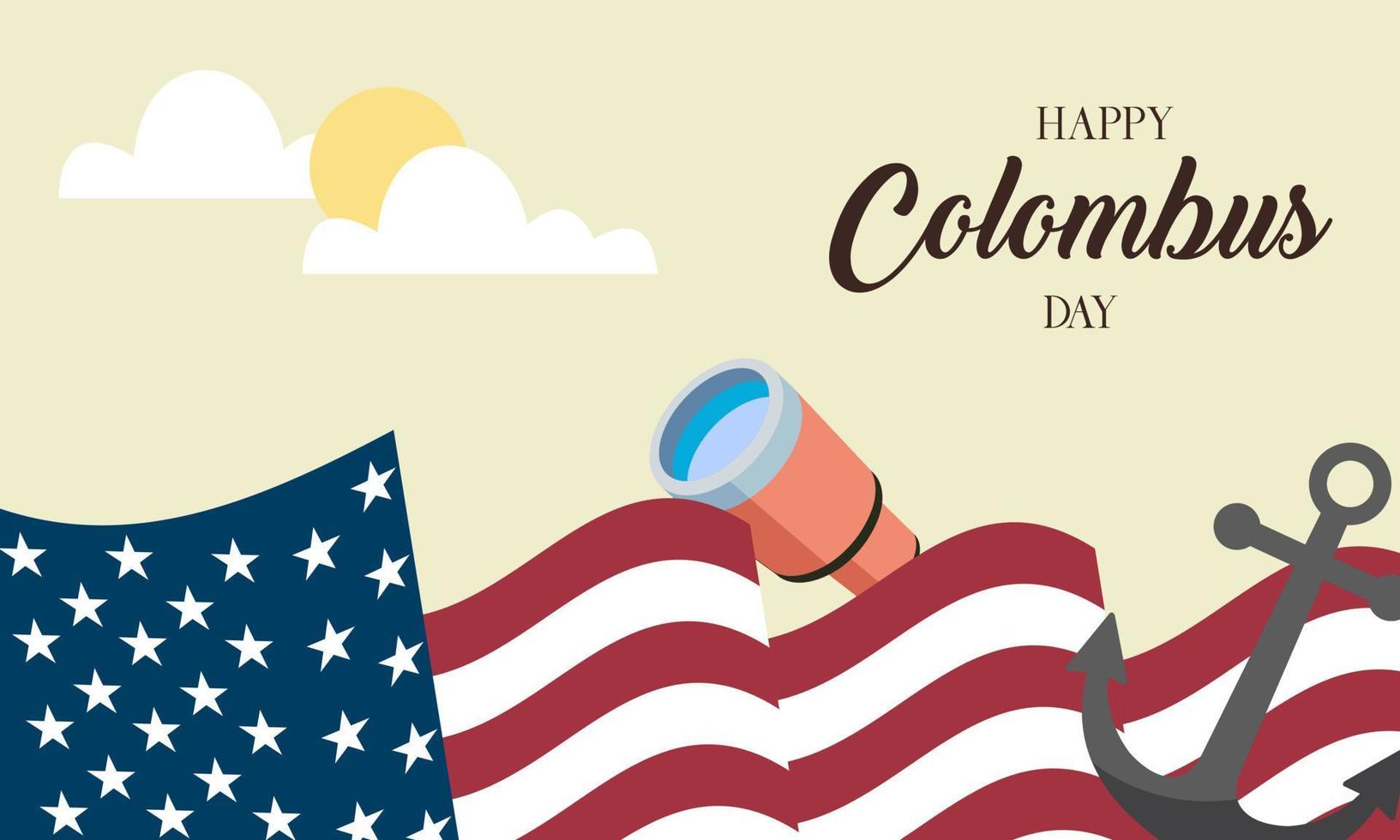 Hand drawn flat columbus day background vector