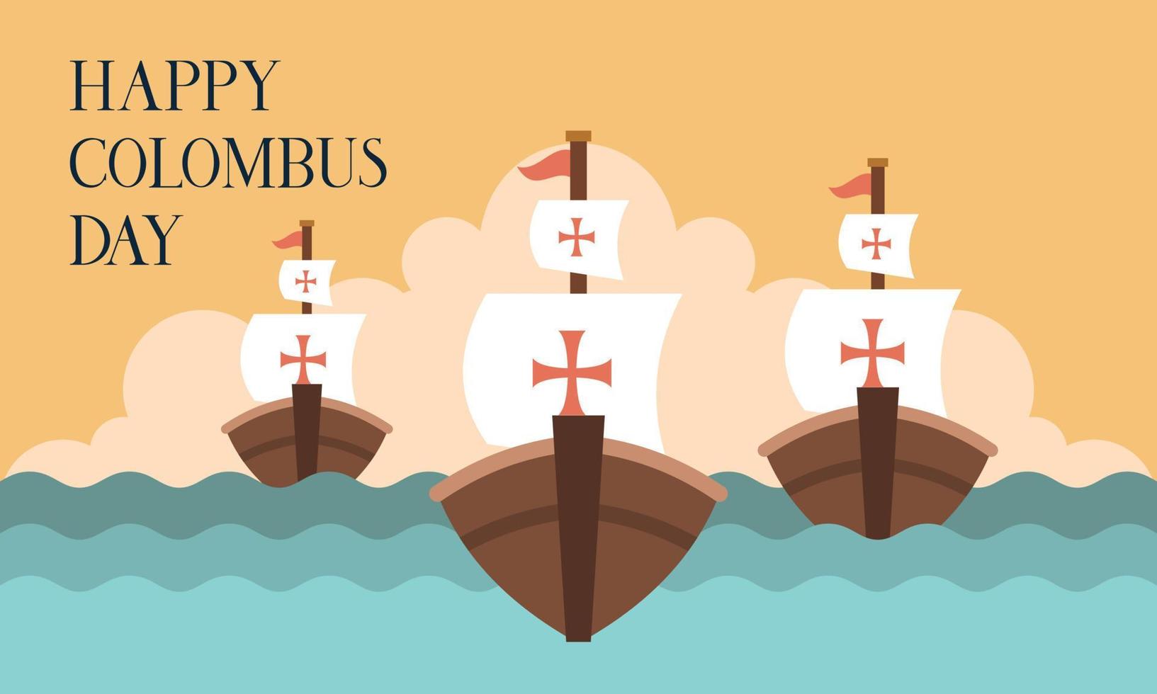 Hand drawn flat columbus day background vector
