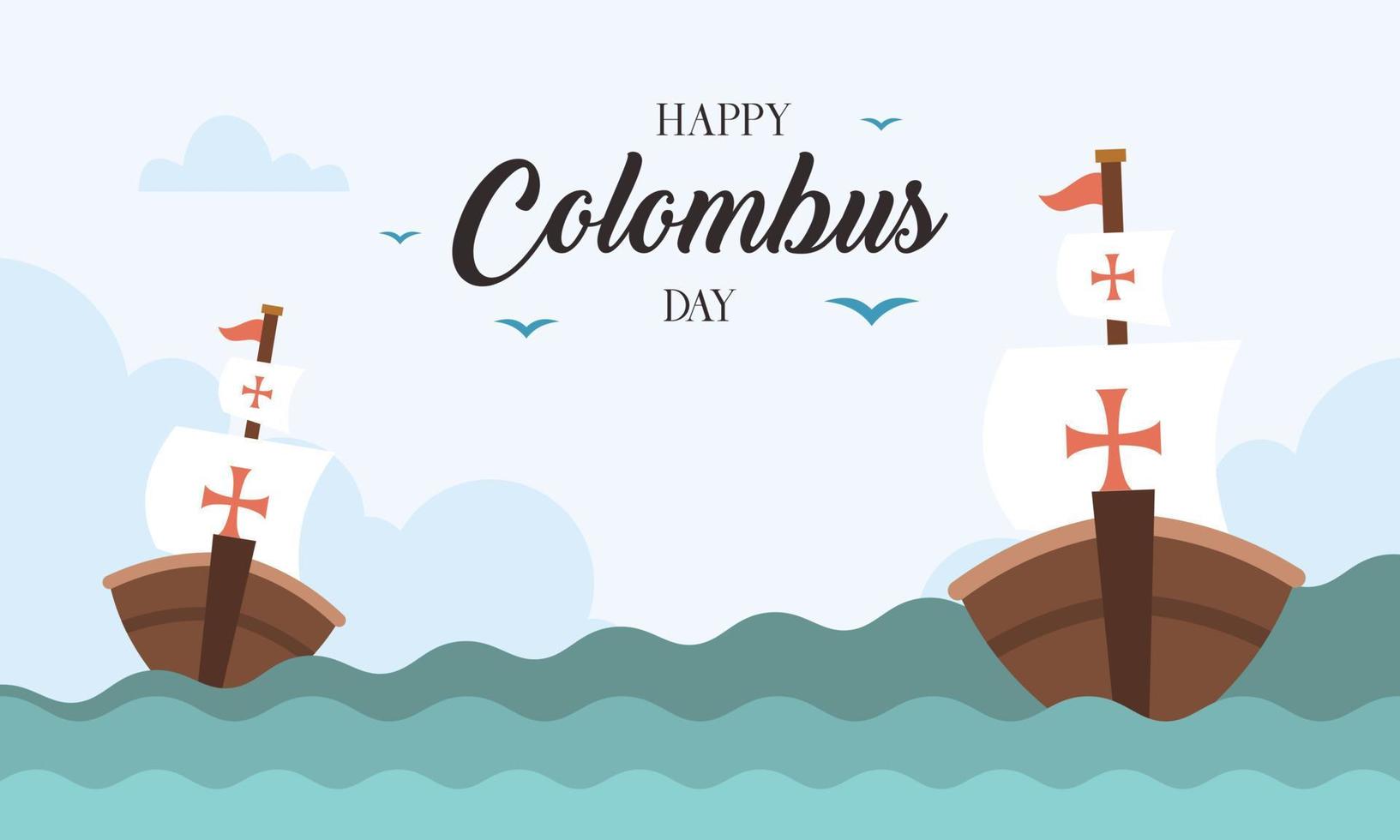 Hand drawn flat columbus day background vector
