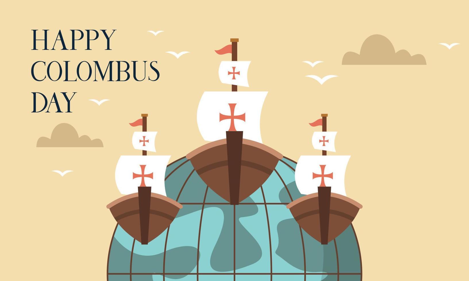 Hand drawn flat columbus day background vector
