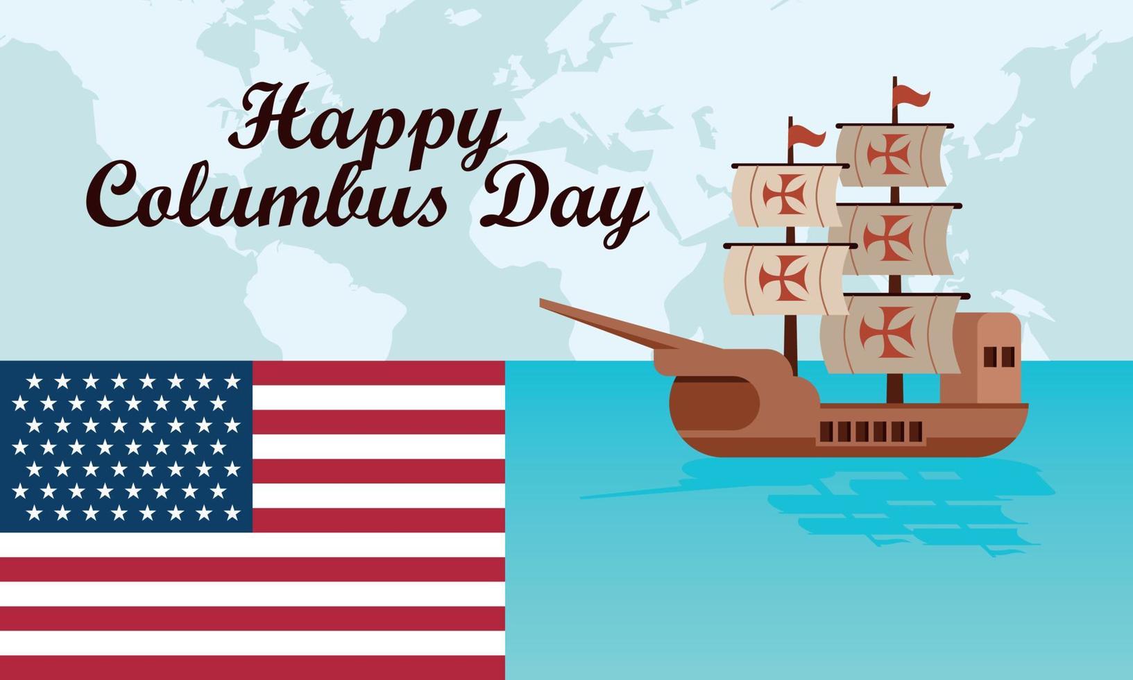 Hand drawn flat columbus day background vector