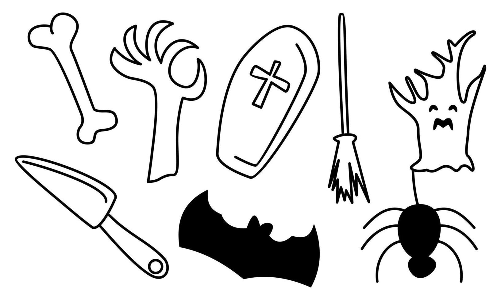 Graphic elements for halloween doodle vector. Happy Halloween card background vector