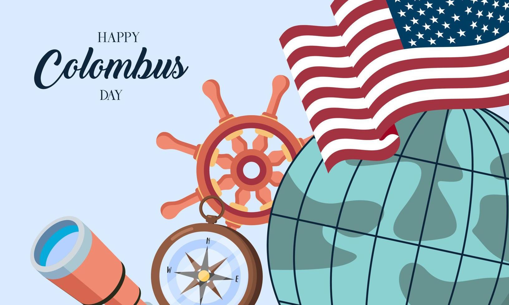 Hand drawn flat columbus day background vector