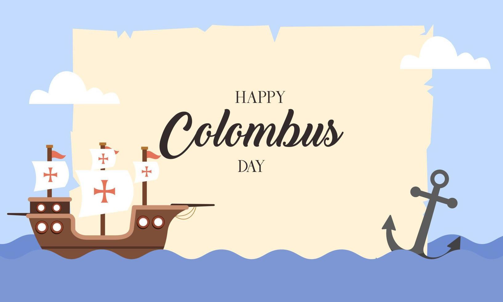 Hand drawn flat columbus day background vector