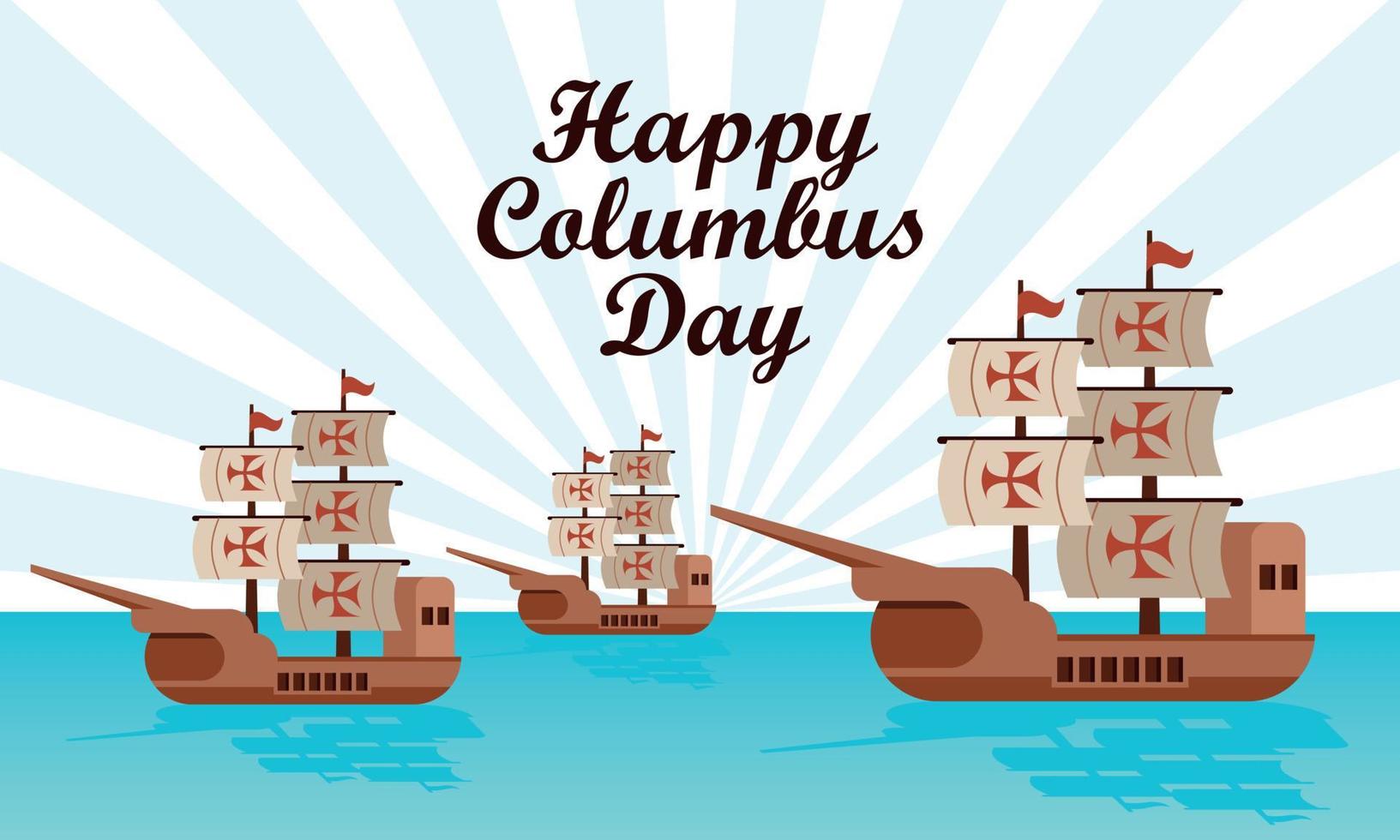 Hand drawn flat columbus day background vector