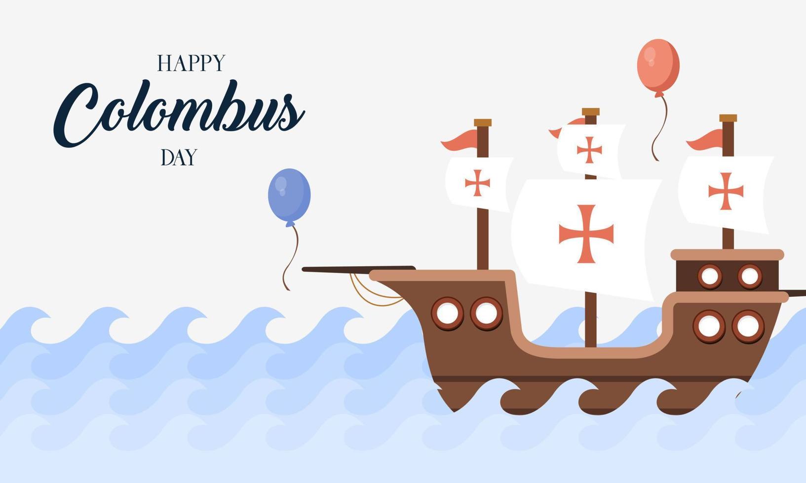 Hand drawn flat columbus day background vector