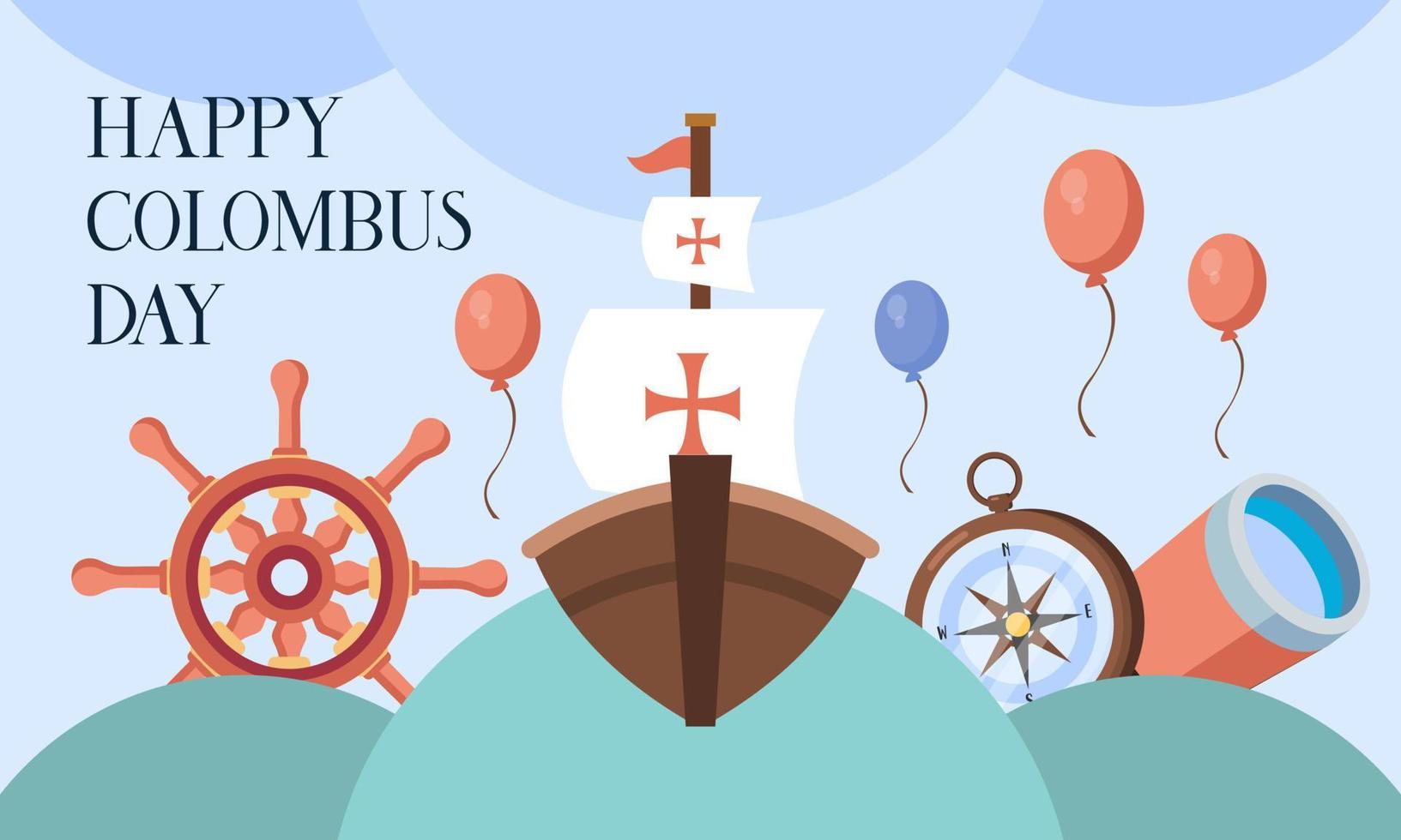 Hand drawn flat columbus day background vector