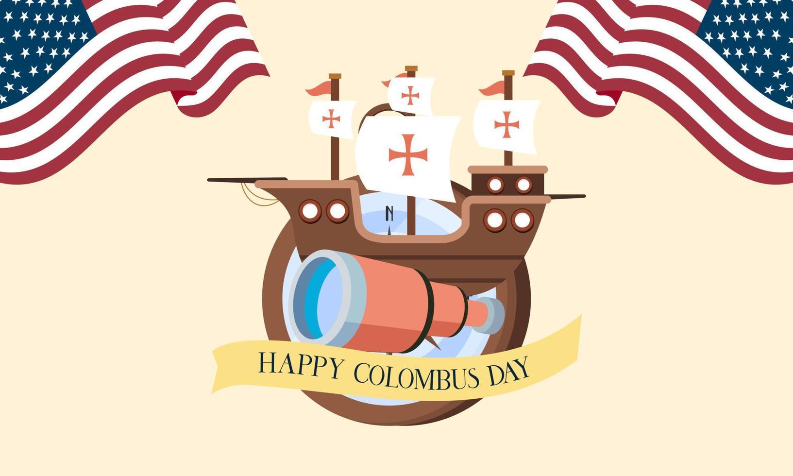 Hand drawn flat columbus day background vector