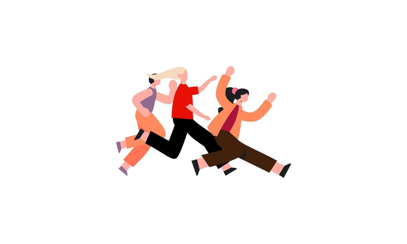 Crowd of happy people running fast. Group of excited men and women buyers hurrying and hunting for s vector