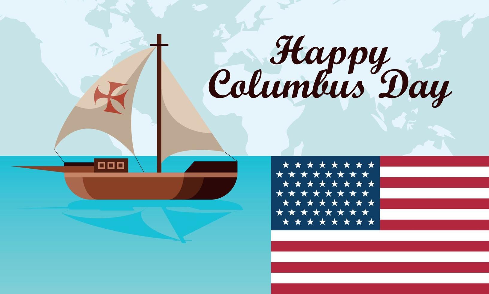 Hand drawn flat columbus day background vector