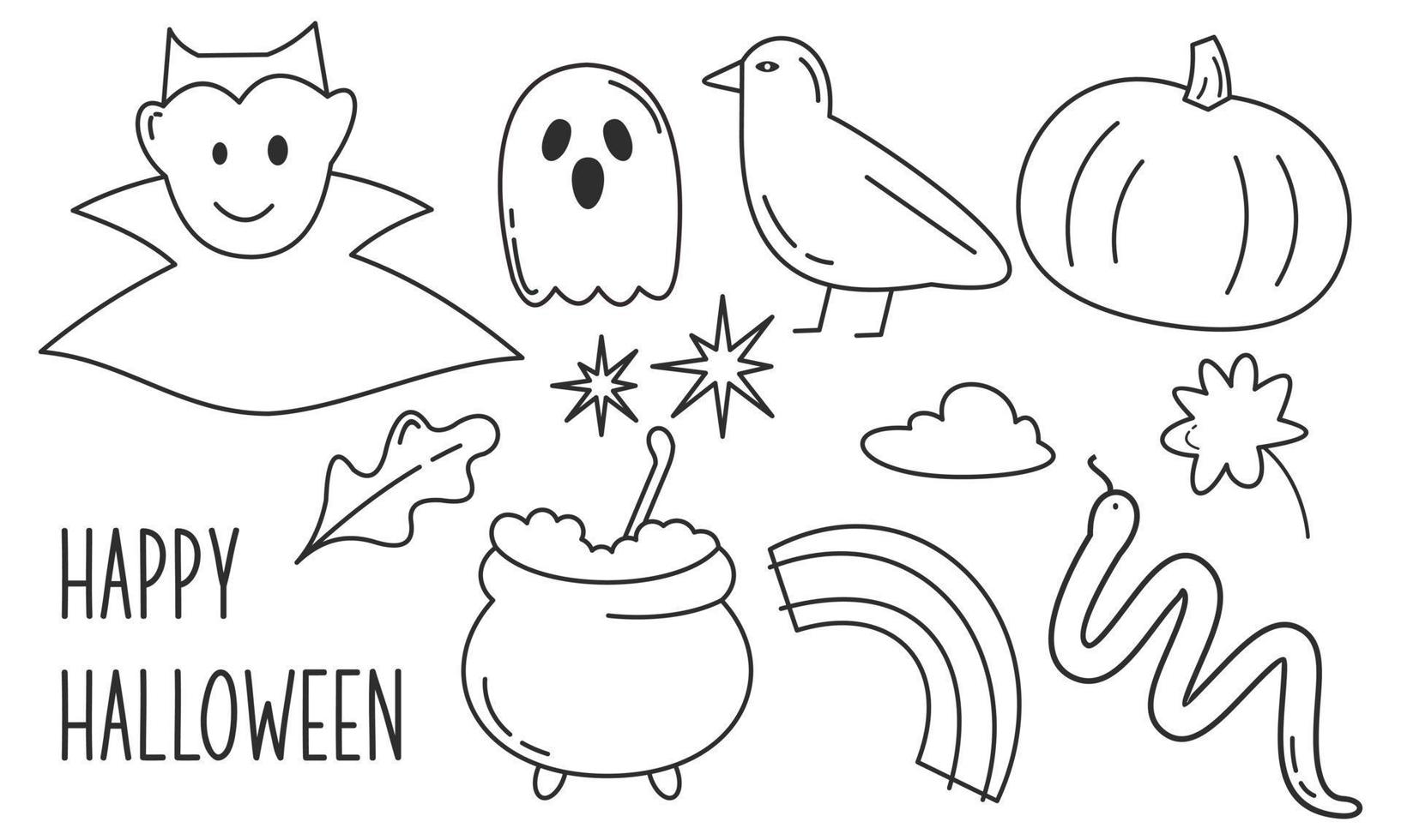 Graphic elements for halloween doodle vector. Happy Halloween card background vector