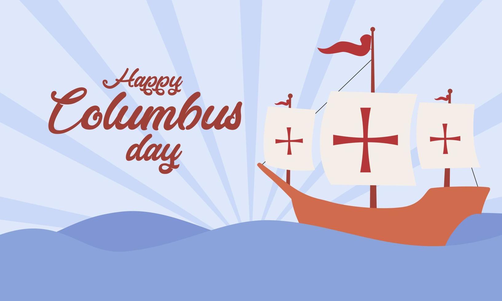 Hand drawn flat columbus day background vector