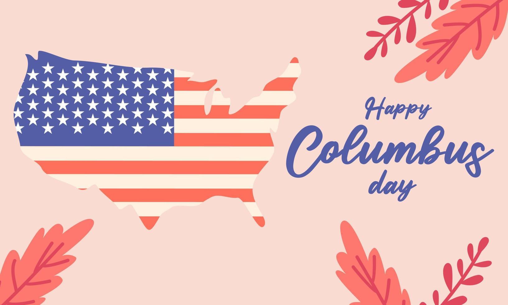 Hand drawn flat columbus day background vector