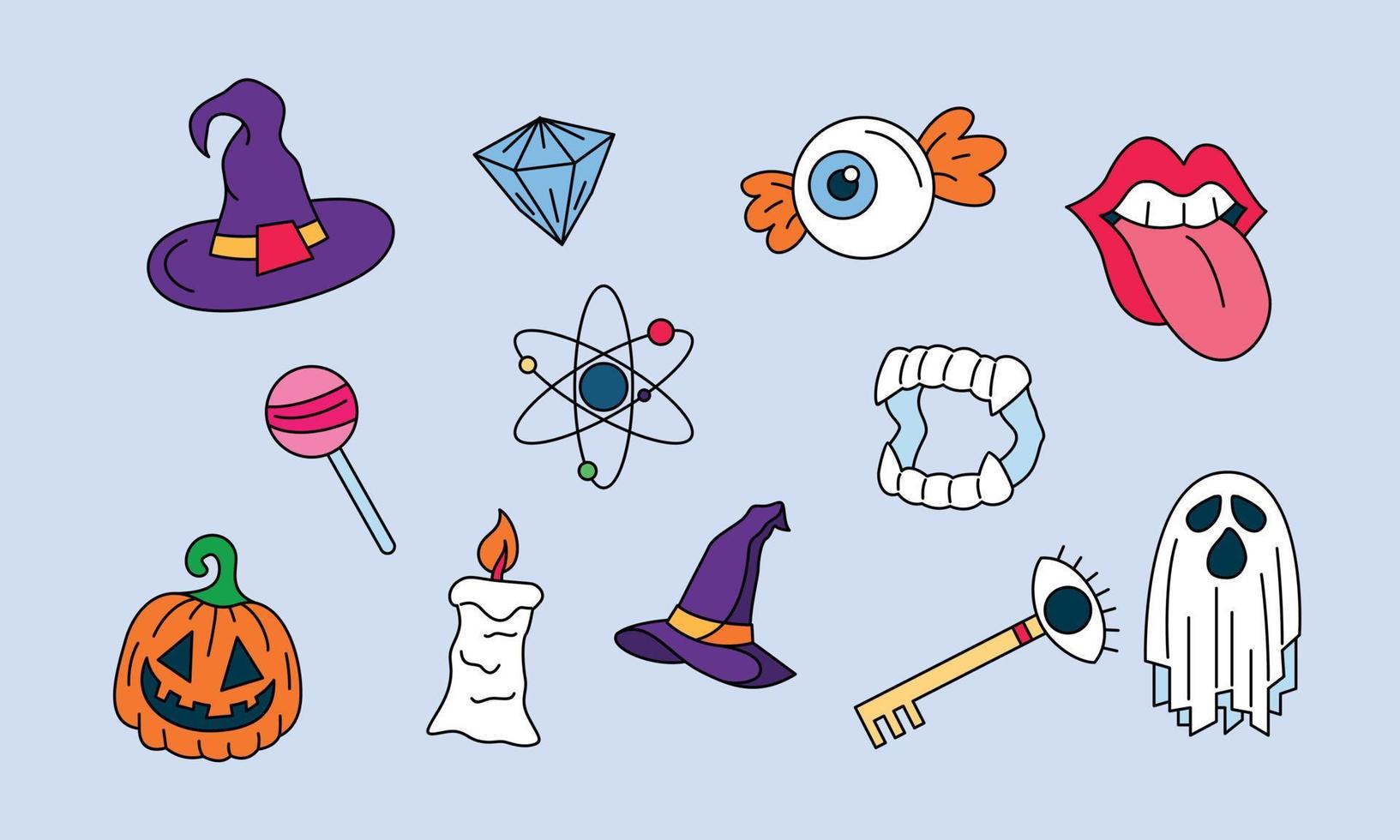 Graphic elements for halloween doodle vector. Happy Halloween card background vector