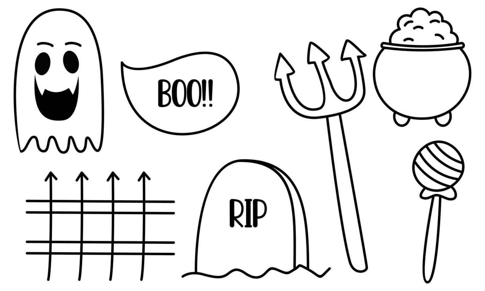 elementos gráficos para el vector de garabatos de halloween. fondo de tarjeta de feliz halloween