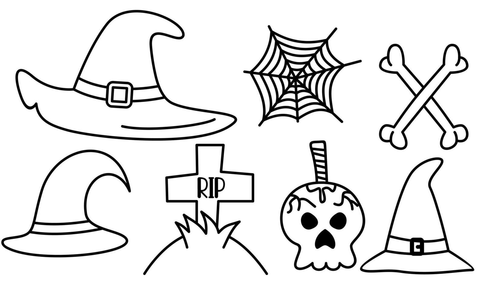 elementos gráficos para el vector de garabatos de halloween. fondo de tarjeta de feliz halloween