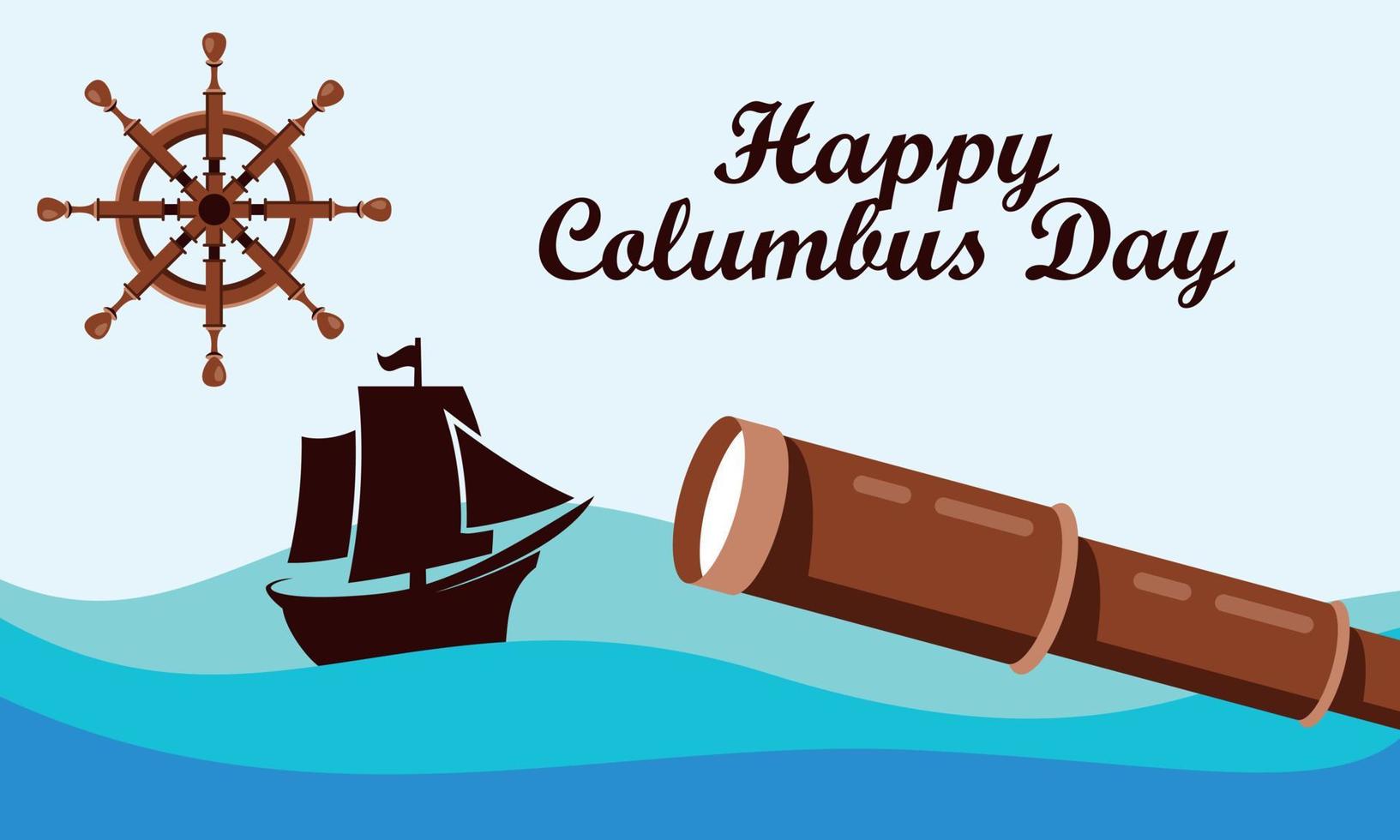 Hand drawn flat columbus day background vector