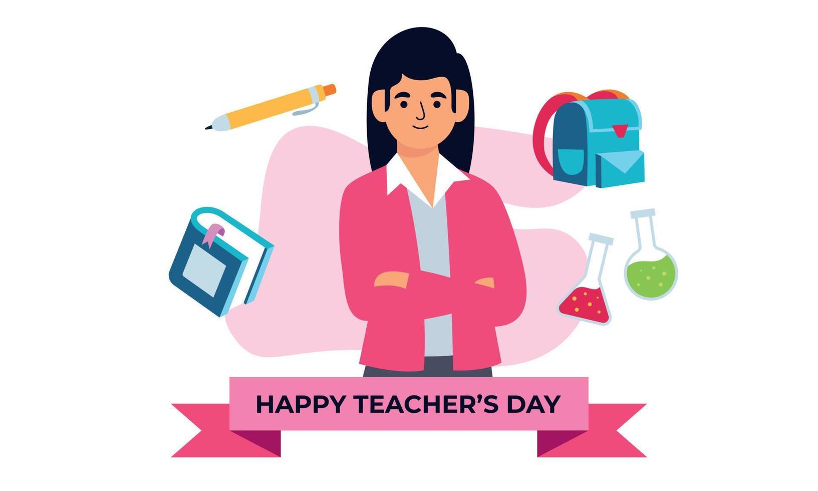 Happy teacher's day poster background concept vector illustration