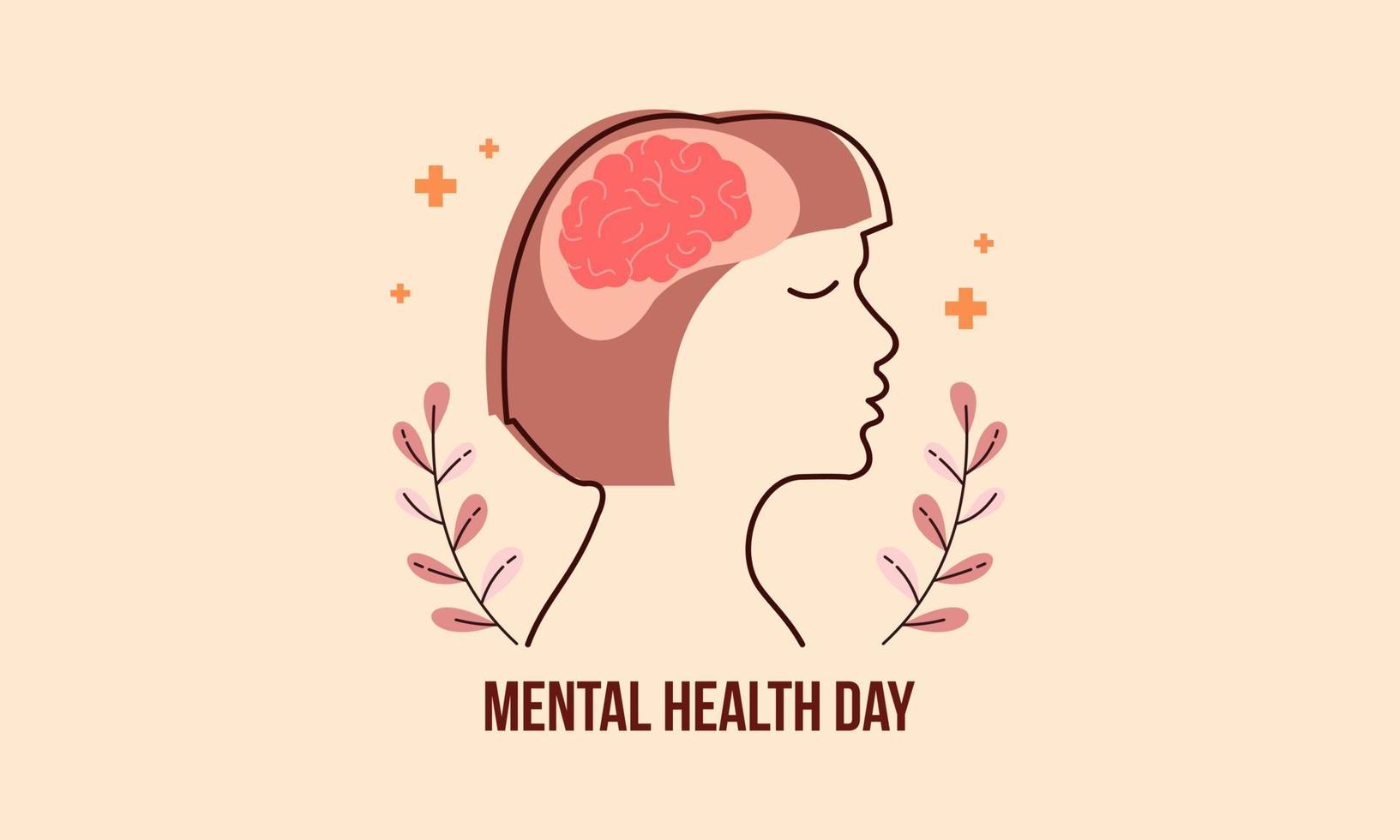 Flat design world mental health day background vector