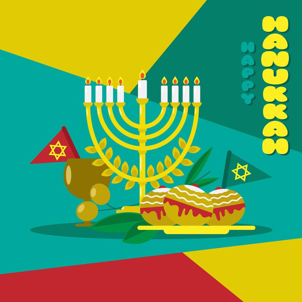 feliz tarjeta de felicitación de hanukkah. adecuado para eventos de hanukkah vector