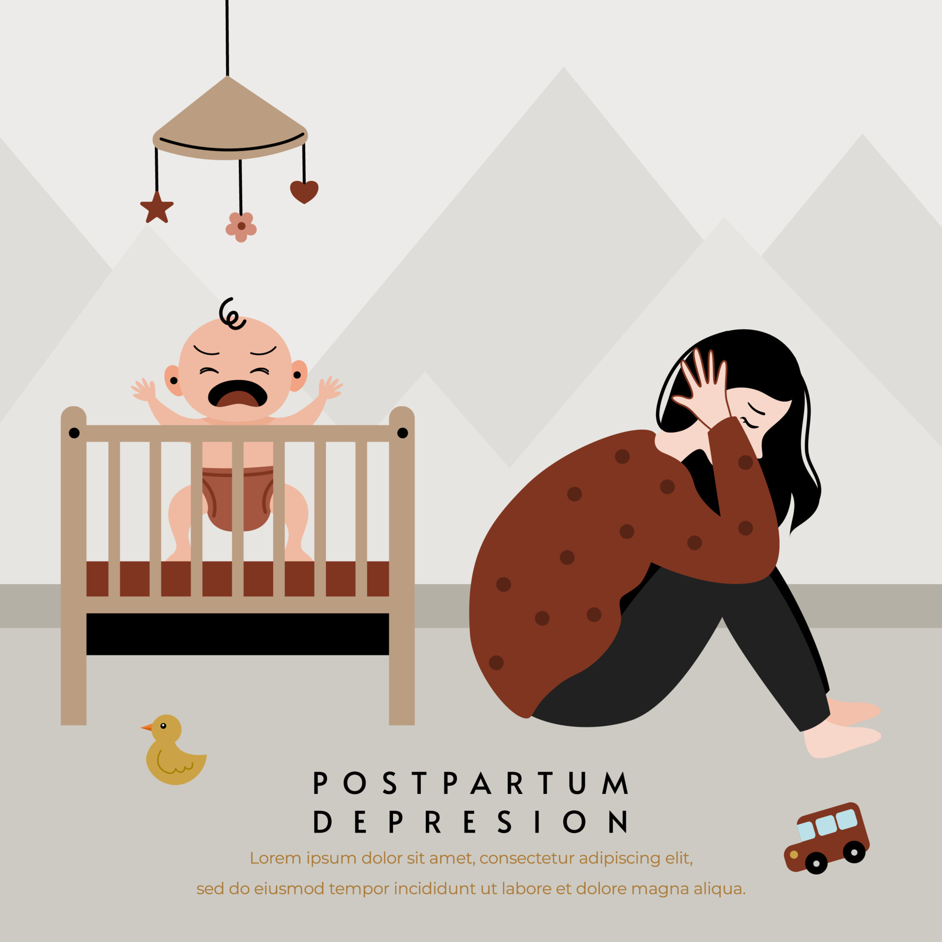 Postpartum Depression Illustration Vector Flat Concept 11273513 Vector postpartum-depression-illustration-vector-flat-concept-11273513-vector