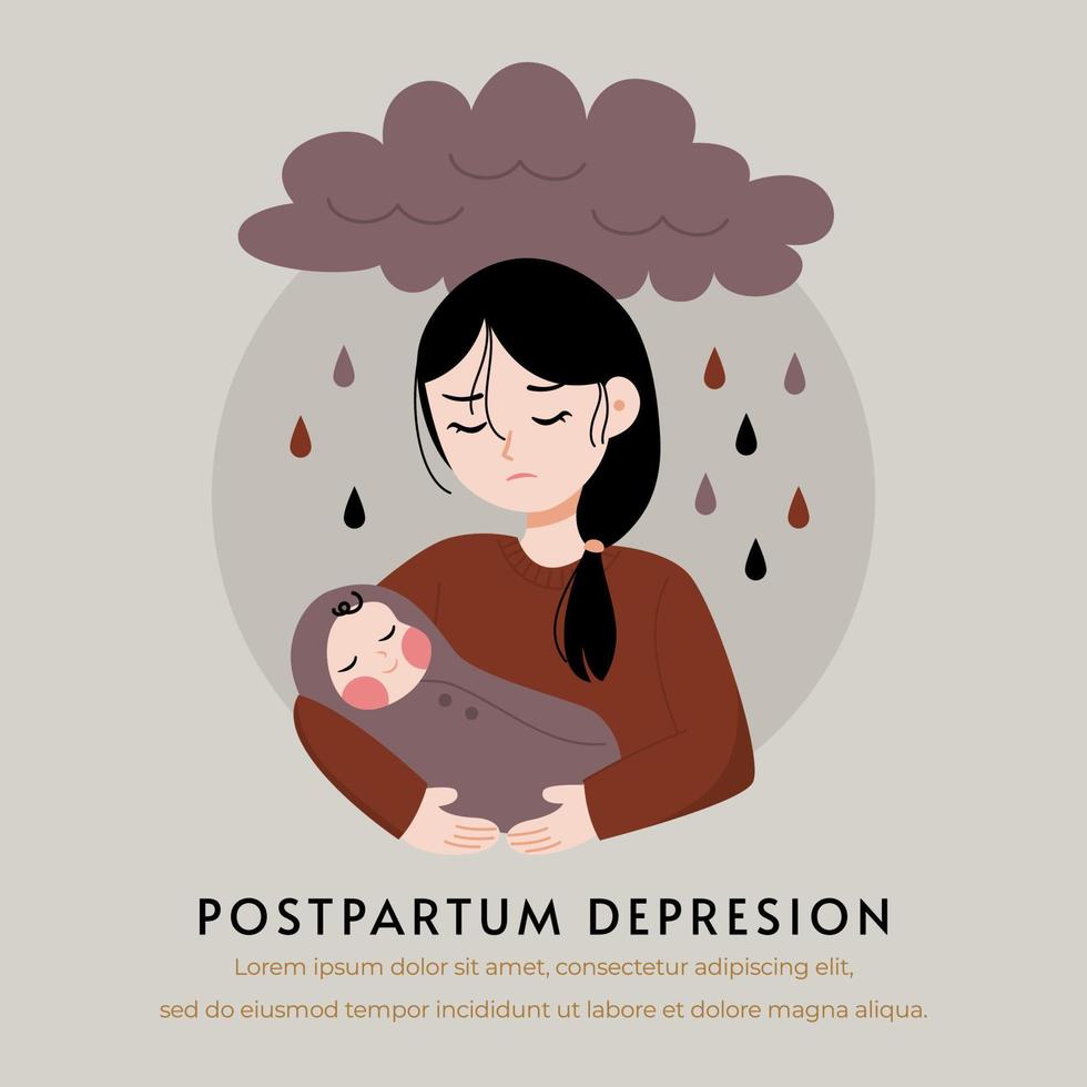 postpartum depression illustration vector flat concept