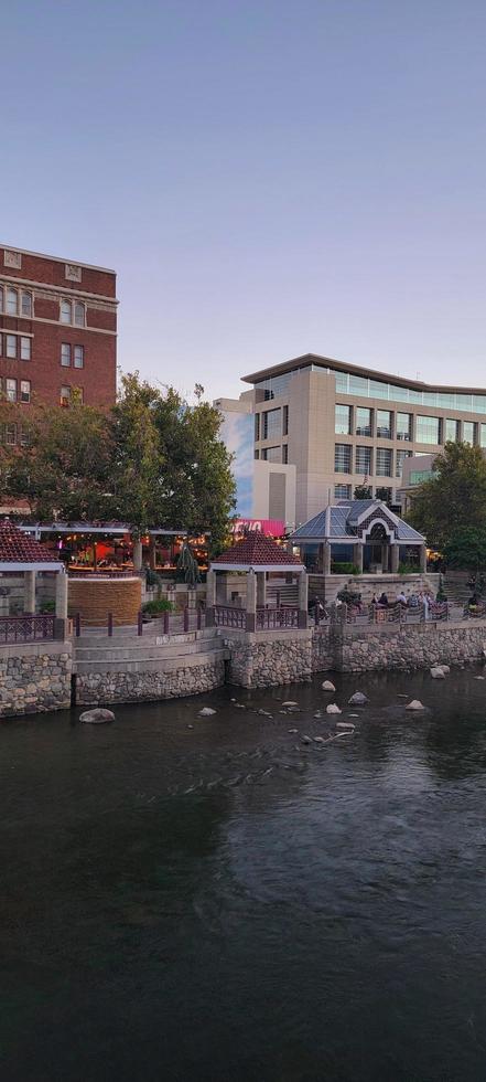 Restaurants by a river photo