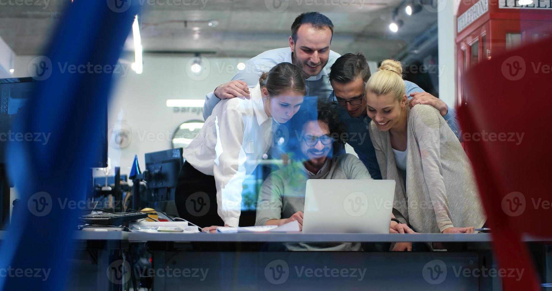 Startup Business Team At A Meeting at modern office building photo
