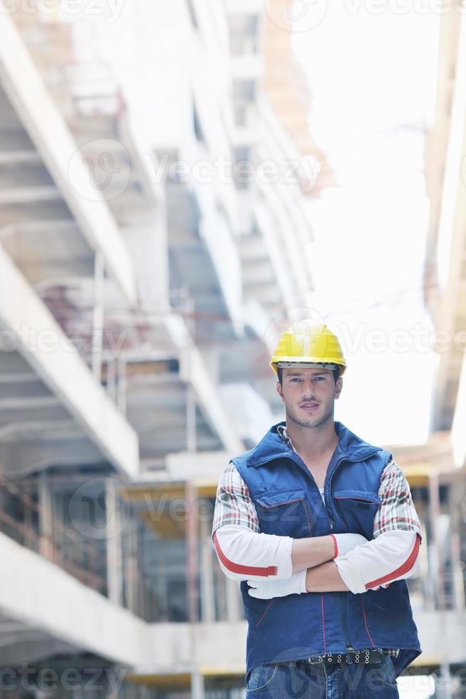 hard worker on construction site photo