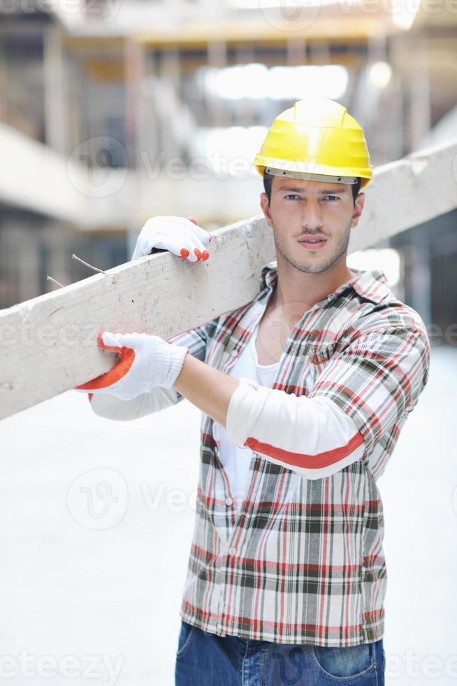 hard worker on construction site photo