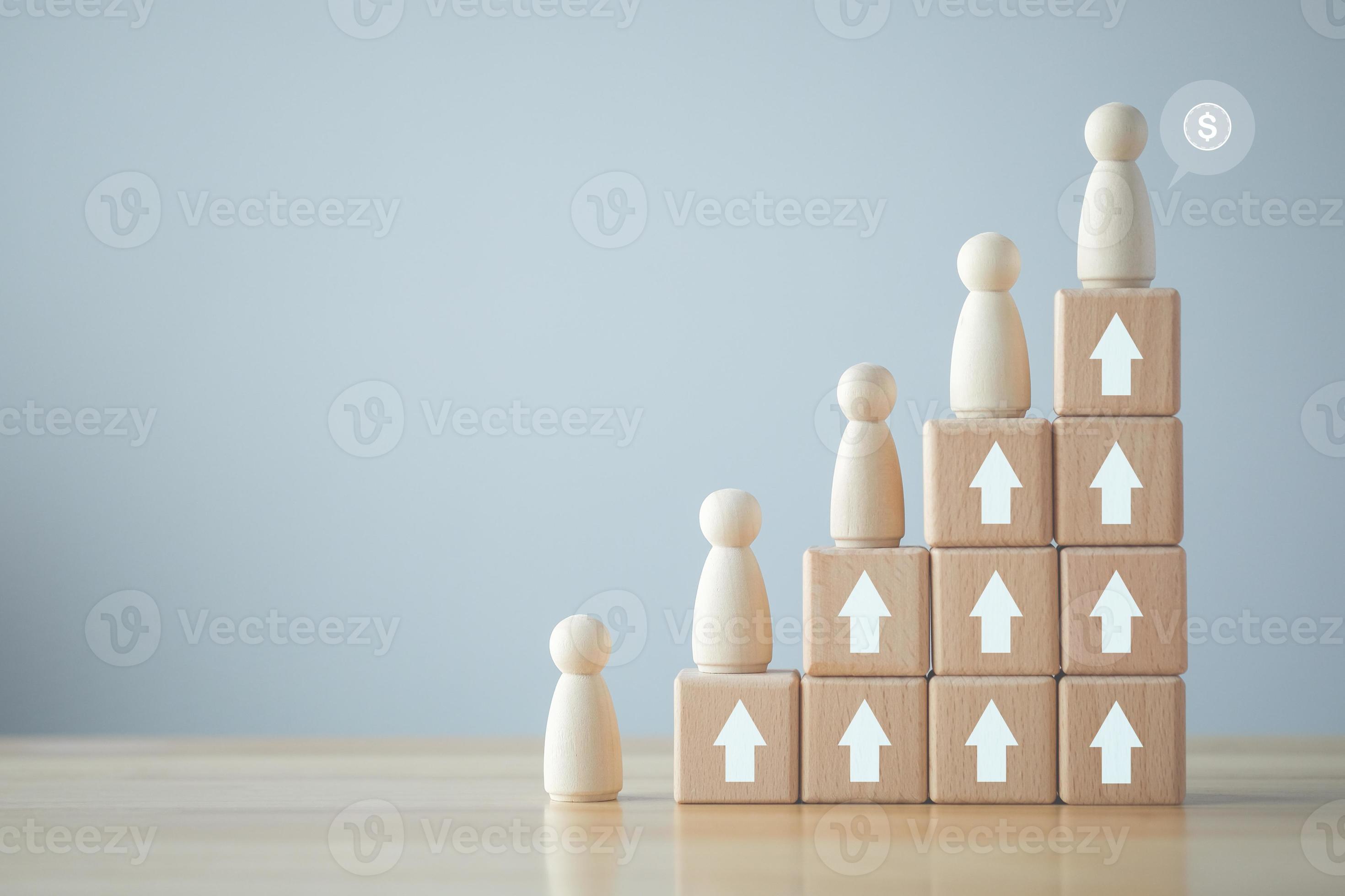 Salary ladder. Human development. Employee with different salary