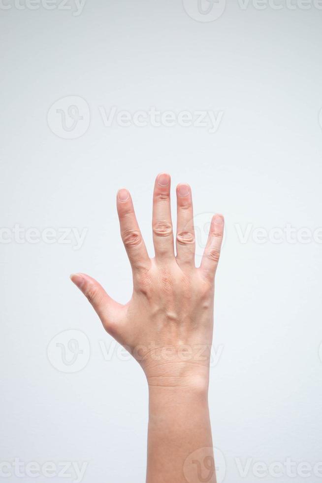 A hand uplift on white background. photo
