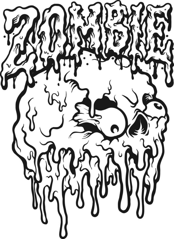 Melt Ice Cream Zombie Text Outline Vector illustrations for your work Logo, mascot merchandise t-shirt, stickers and Label designs, poster, greeting cards advertising business company or brands.