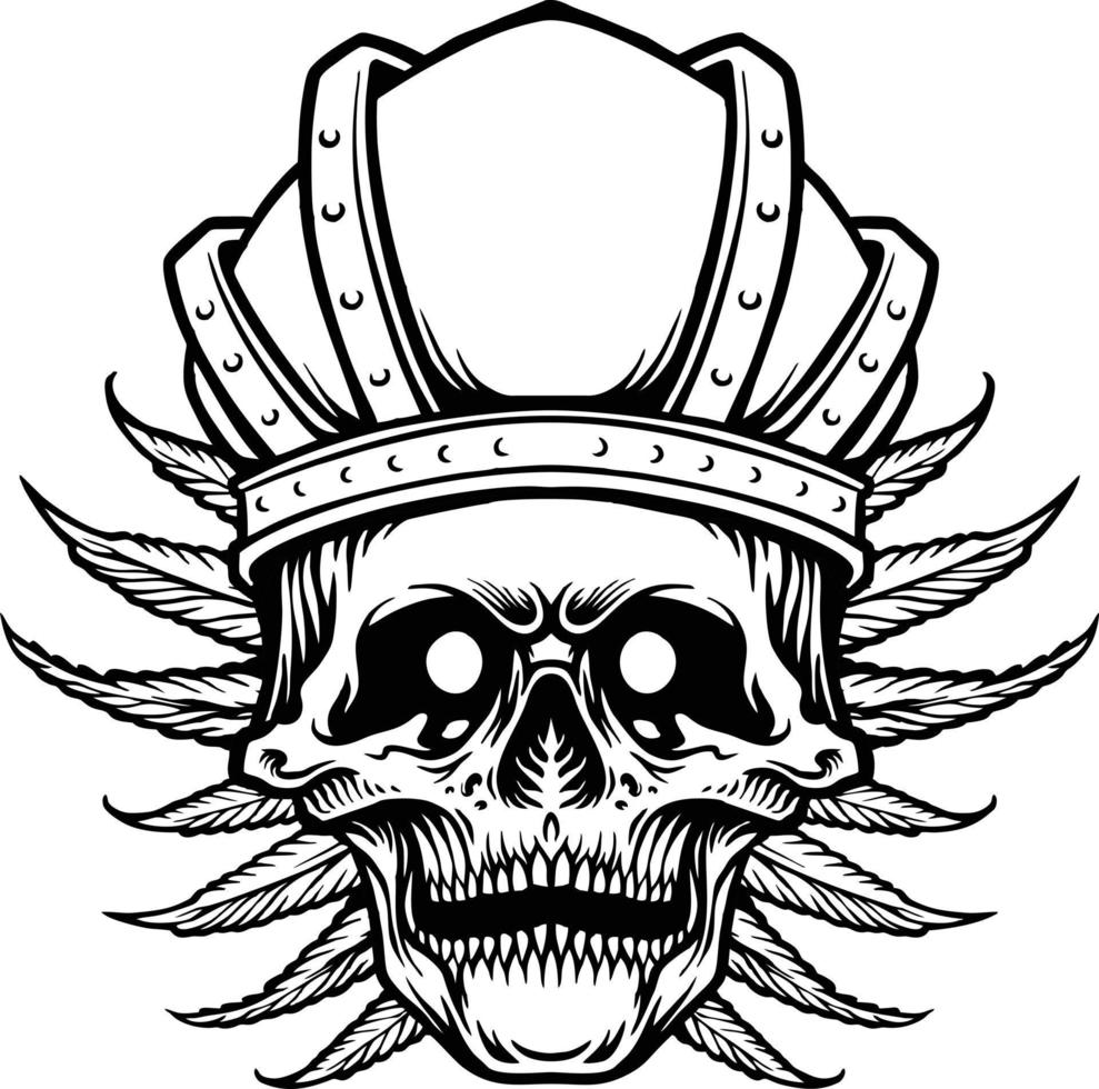 ilustraciones vectoriales de la silueta del cráneo de la hoja del rey muerto para el logotipo de su trabajo, camiseta de la mascota, diseños de pegatinas y etiquetas, afiches, tarjetas de felicitación que anuncian empresas comerciales o marcas. vector