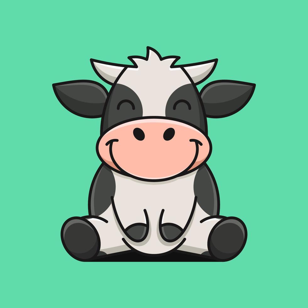 cute cow with happy expression vector