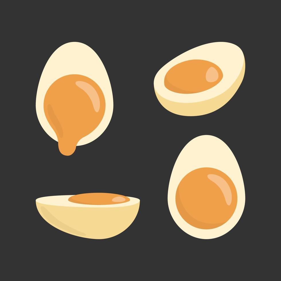 boiled egg in the gravy cut half vector illustration icon