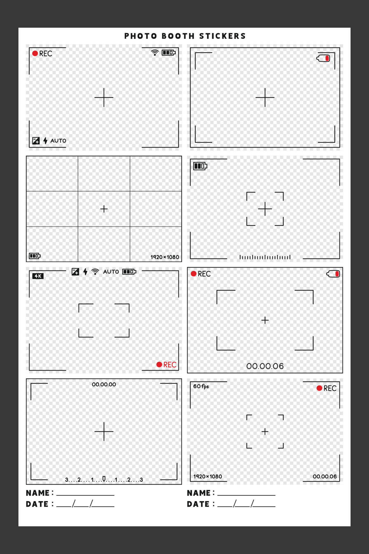 Record video frames and digital photos kawaii cute automatic sticker