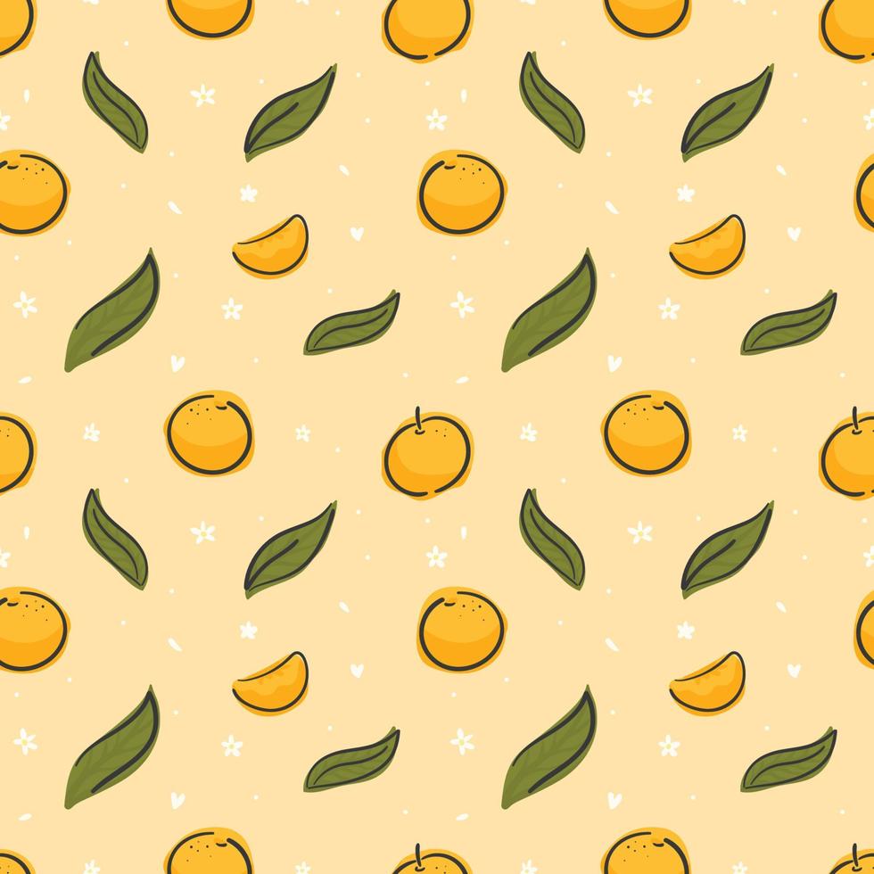 oranges and leaves seamless pattern Gift Wrap background wallpaper vector