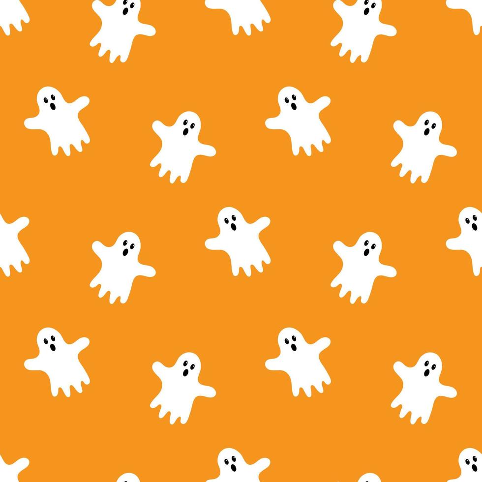 Seamless pattern with cartoon cute ghost. Vector illustration.