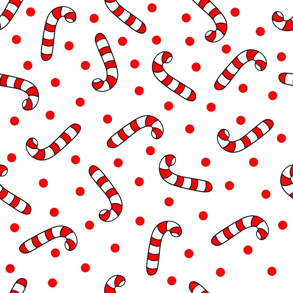 Seamless pattern with Candy Cane. Vector illustration. Christmas background.