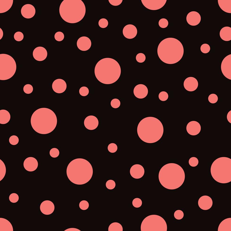 Seamless pattern. Black background with red dots . Vector illustration.
